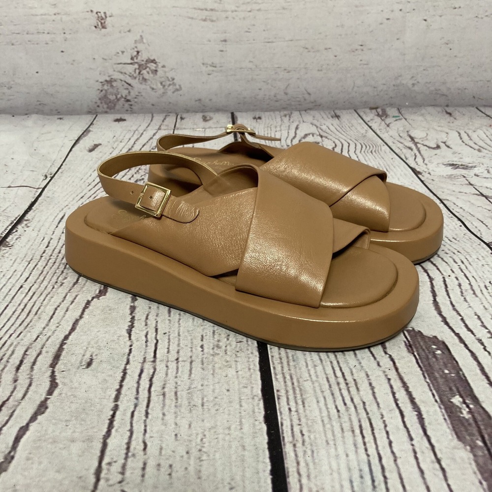 Seychelles Just For Fun Sandals Womens 7 Tan Leather Platform Ankle Strap